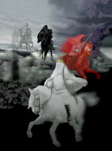 Y MIRÉ cuando el Cordero abrió uno de los sellos, y oí á uno los cuatro animales diciendo como con una voz de trueno: Ven y ve. Y miré, y he aquí un caballo blanco: y el que estaba sentado encima de él, tenía un arco; y le fué dada una corona, y salió victorioso, para que también venciese ...